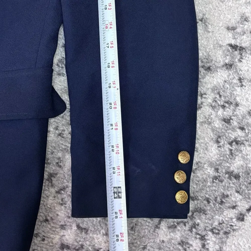 Vintage American Craftsman Men's 40 Navy Suit Jacket Blazer w/ Gold Buttons